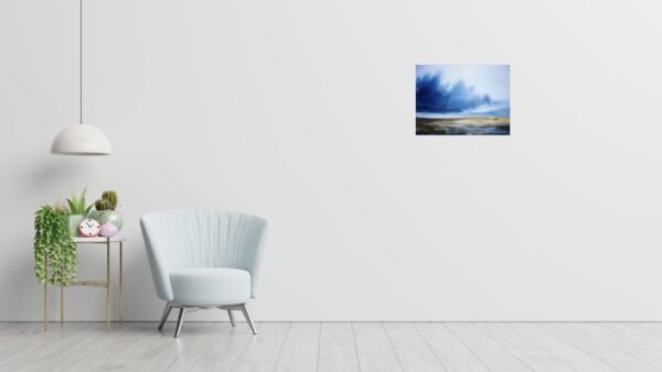 The interior has a armchair on empty white wall background.