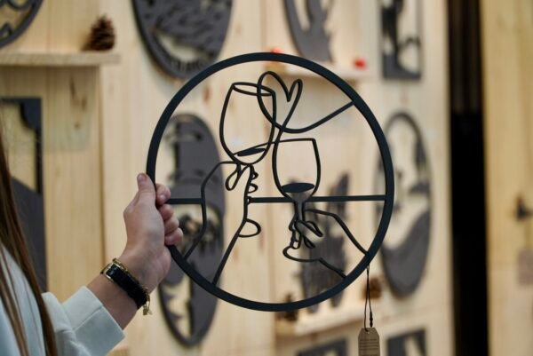 Tableau en bois noir - en tête à tête tableau en bois verre de vin, créart Bordeaux