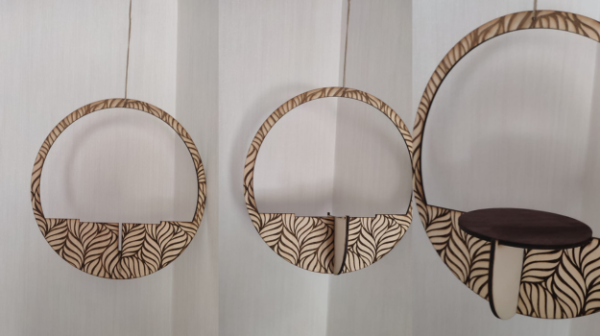 suspension ronde étagere feuillage 3